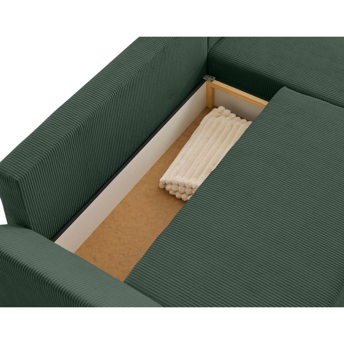 BEST MOBILIER Mike - canapé d'angle réversible - 4 places - convertible avec coffre - en velours côtelé