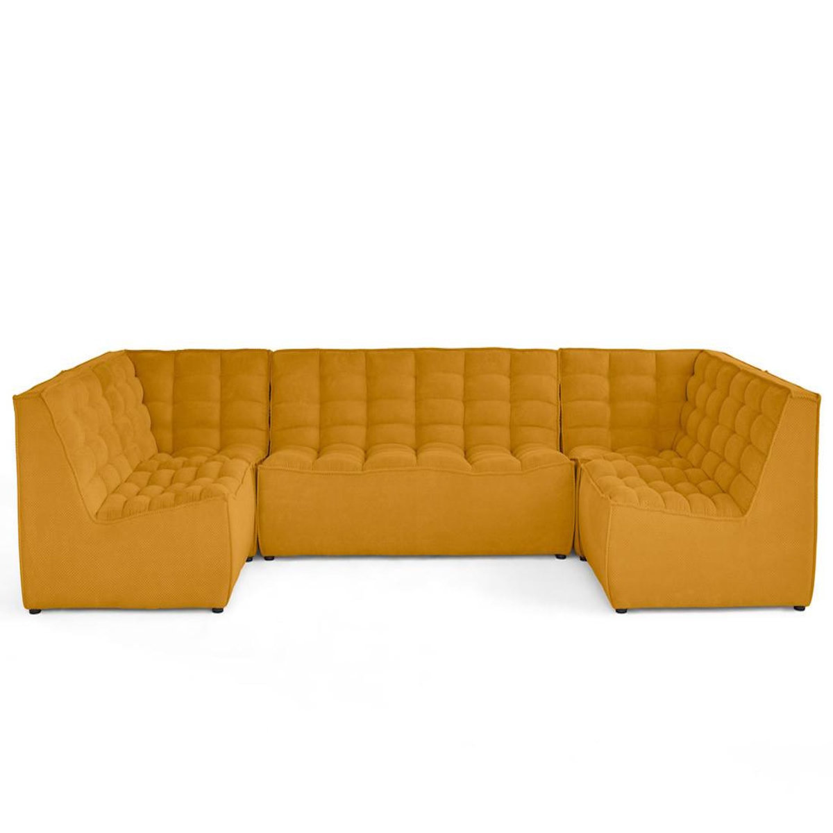 LISA DESIGN Ellie - canapé modulable panoramique 7 places en velours texturé