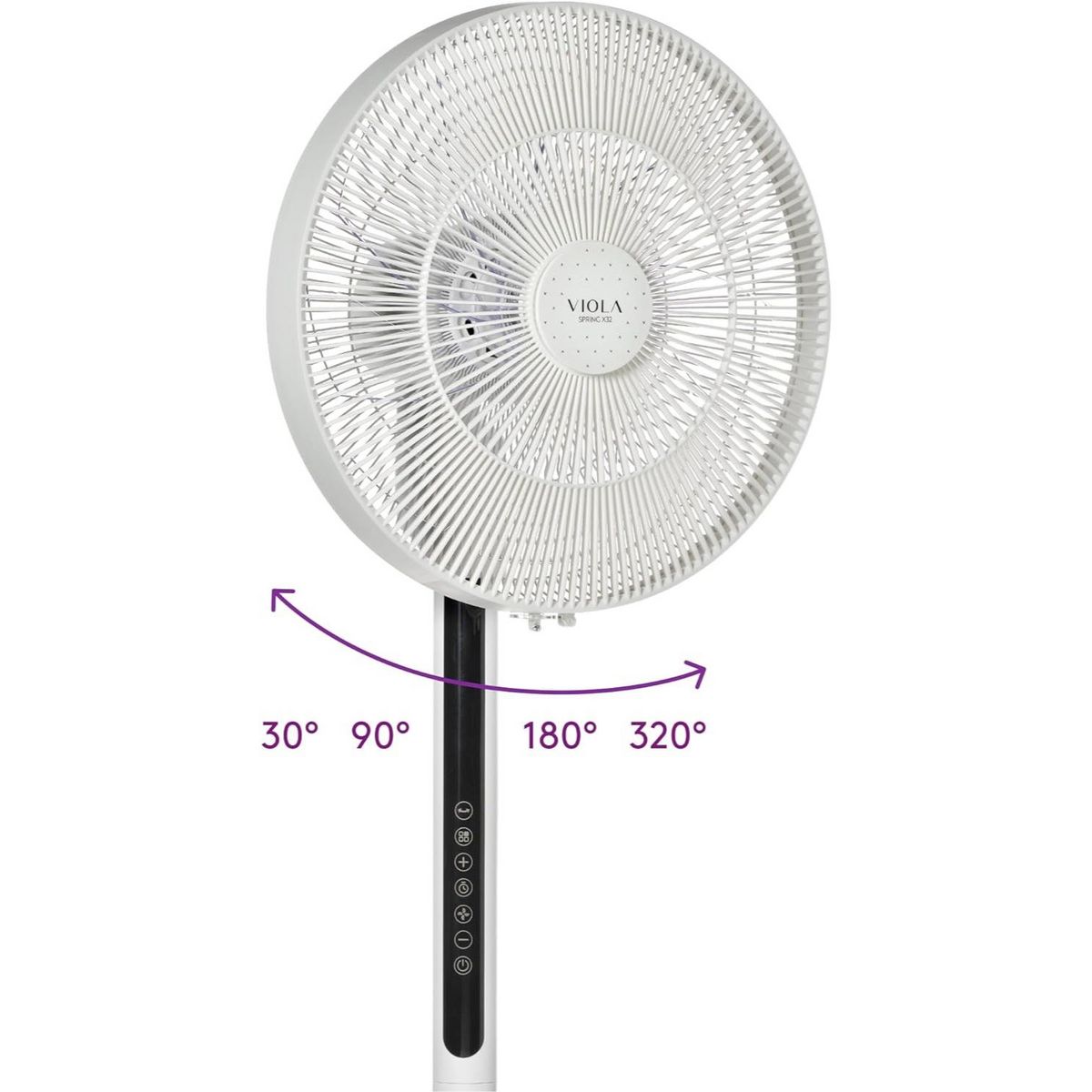 VIOLA Spring X32 Ventilateur sur Pied Silencieux avec Télécommande, Moteur Brushless Économie, Puissant Flux d'air, 32 Vitesses, Oscillant 320°, Hauteur réglable, Incliner vers le haut 90°, Minuterie