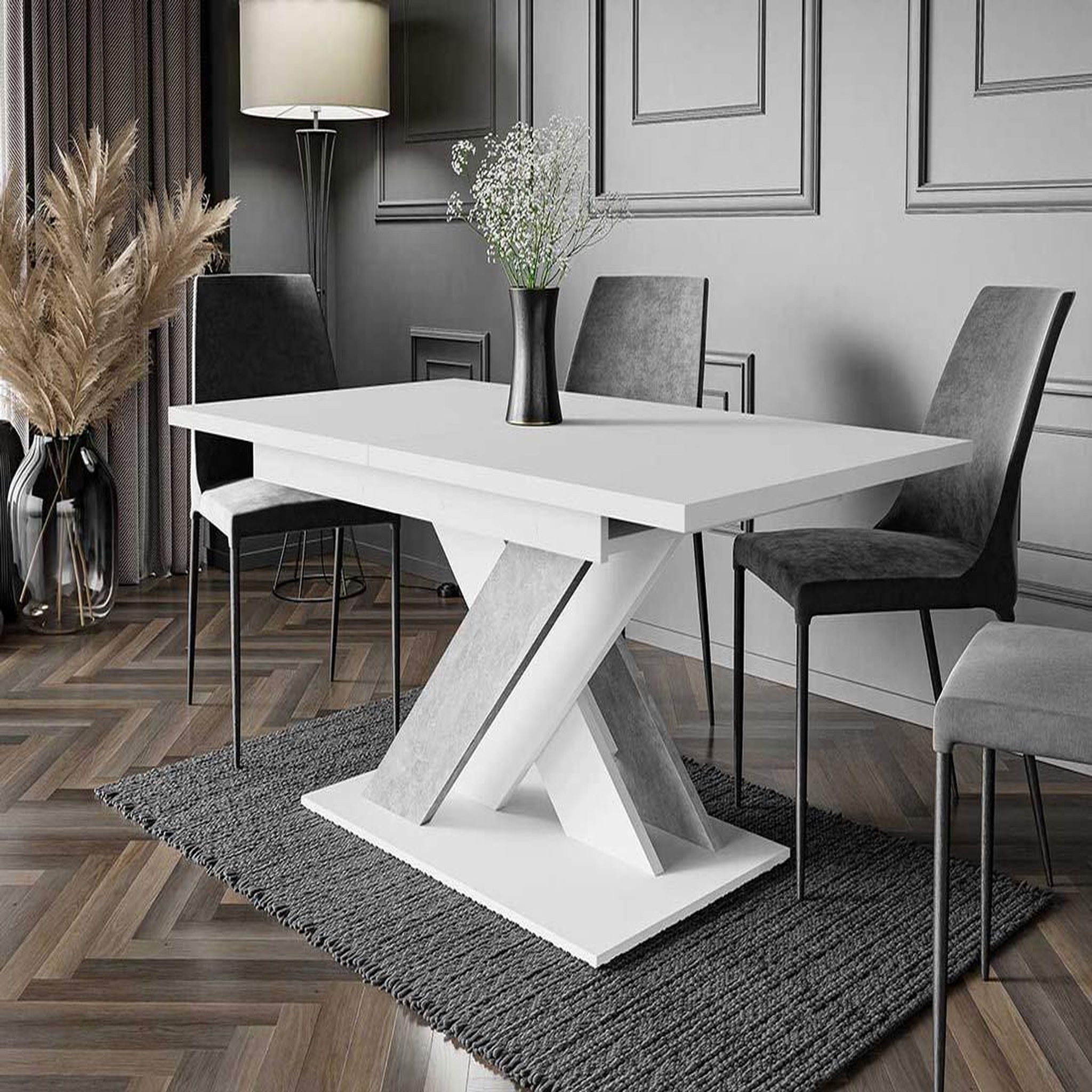 Voir la diapositive 5 : BEST MOBILIER Buriti - table à manger extensible - blanc et effet marbre - 4 à 6 personnes