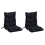 Voir la diapositive 3 : VIDAXL Coussins de chaise a dossier bas lot de 2 motif a carreaux noir