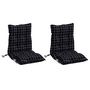 Voir la diapositive 3 : VIDAXL Coussins de chaise a dossier bas lot de 2 motif a carreaux noir
