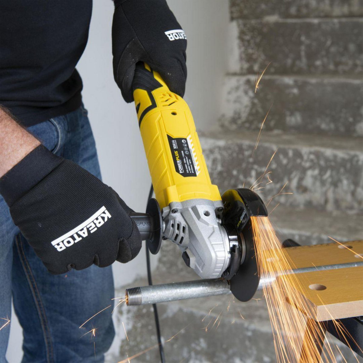 POWERPLUS Meuleuse d'angle pro longue Ø125mm 1200w PowerPlus