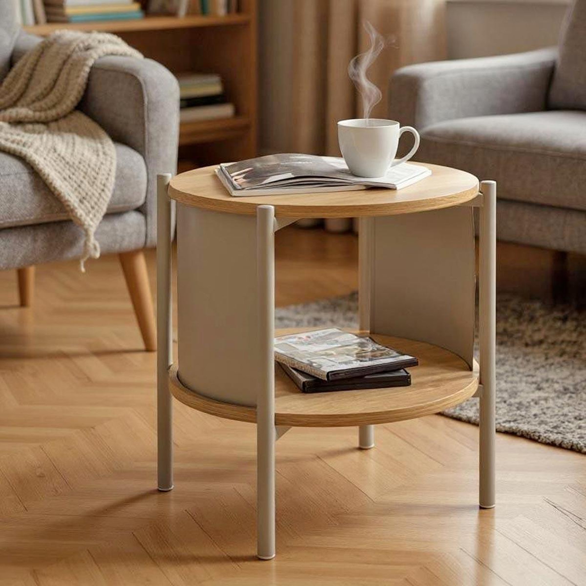 Voir la diapositive 4 : Paris Prix Table d'appoint design  morphee  51cm naturel & gris