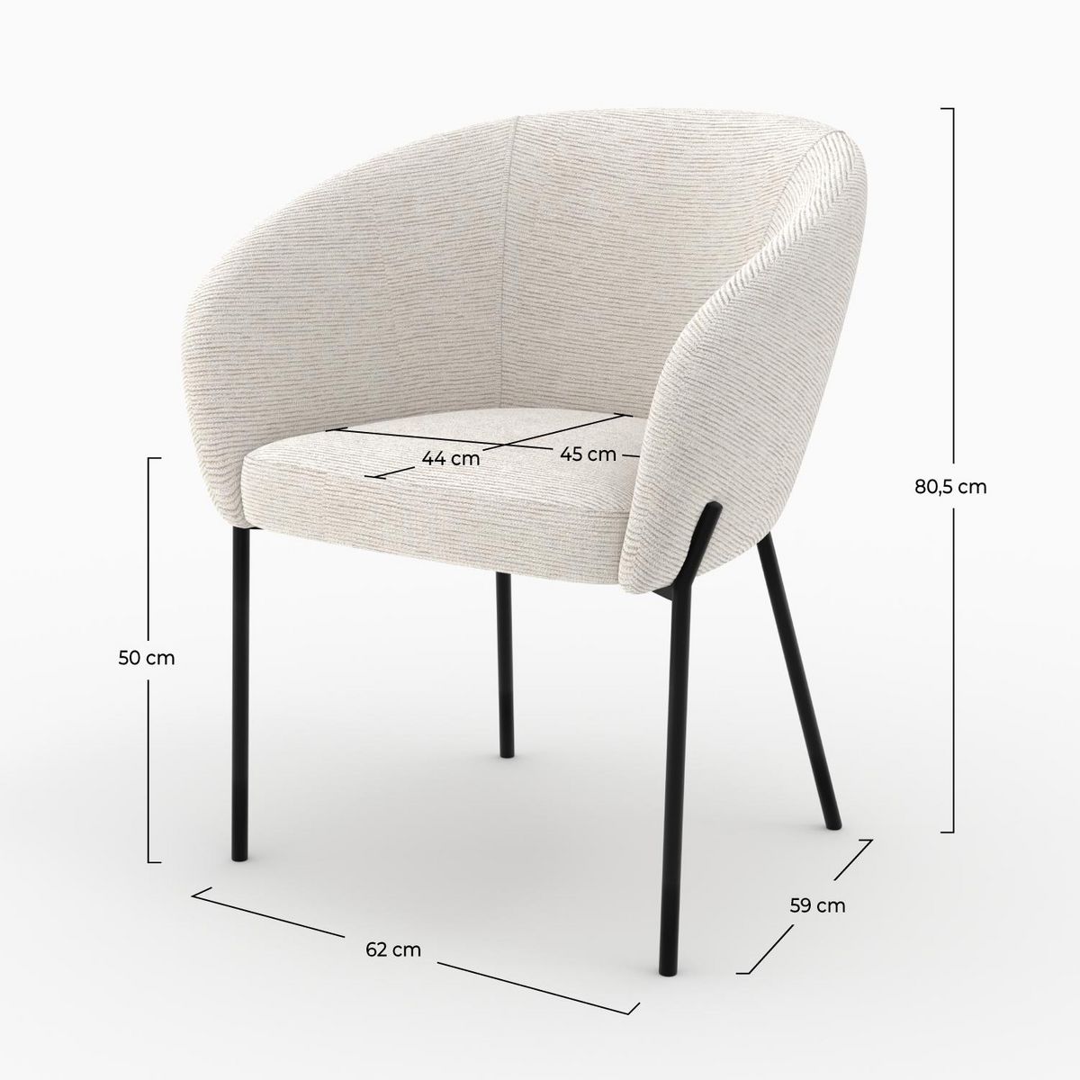 Rendez vous déco Chaise en tissu blanc chiné - Andy