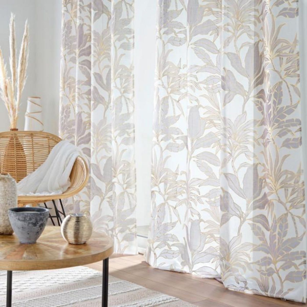 Paris Prix Rideau Voilage à Œillets  Vayana  135x280cm Naturel