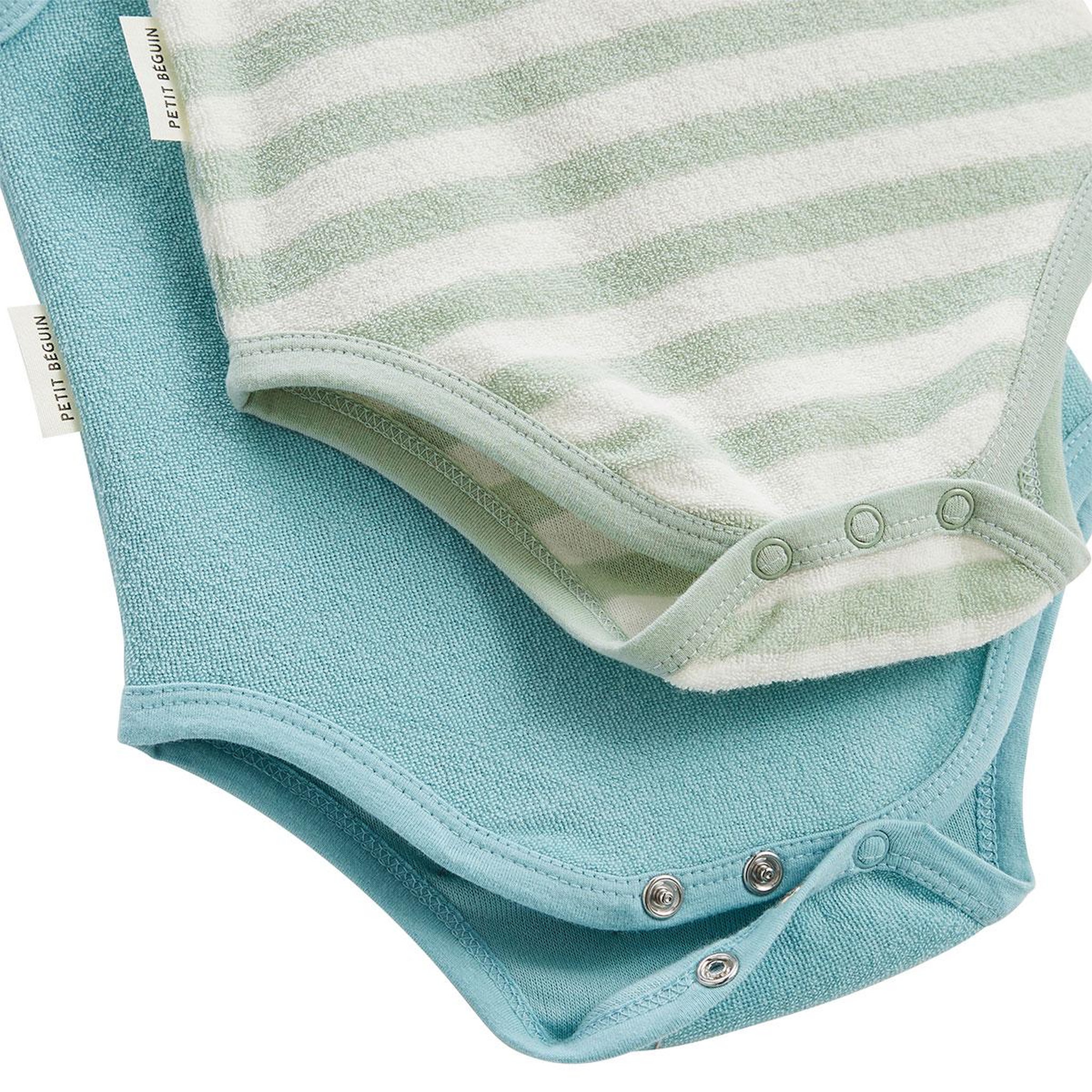 Voir la diapositive 2 : Petit Béguin Lot de 2 bodies bébé sans manches en éponge cayo coco