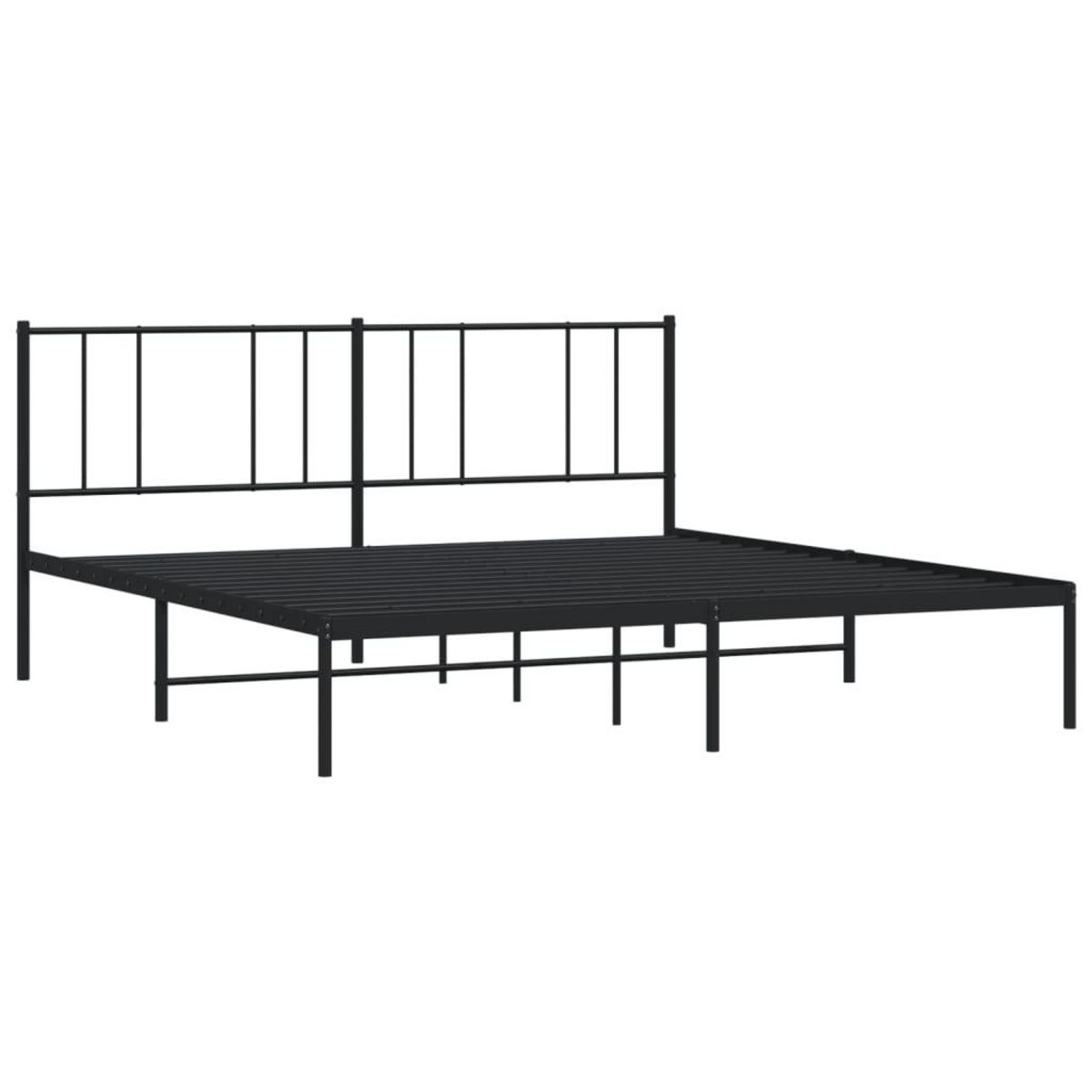 VIDAXL Cadre de lit metal sans matelas et tete de lit noir 180x200 cm
