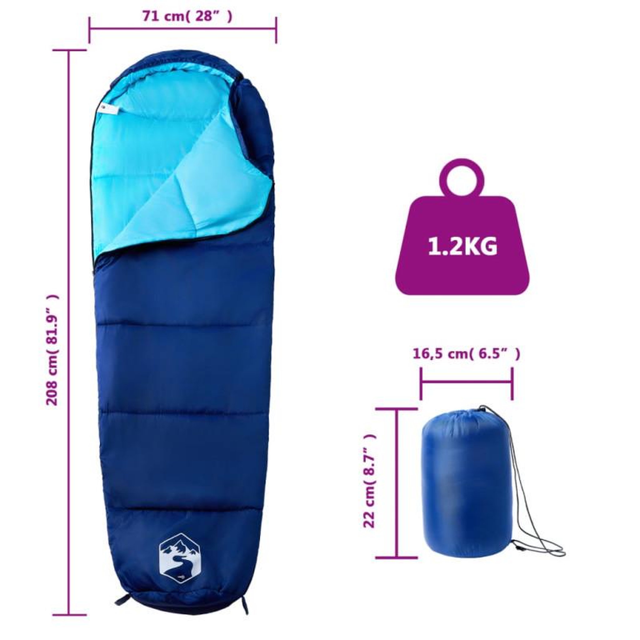 Voir la diapositive 5 : VIDAXL Sac de couchage momie pour adultes camping 3 saisons