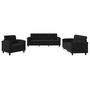 Voir la diapositive 2 : VIDAXL Ensemble de canapes 3 pcs avec coussins noir tissu microfibre