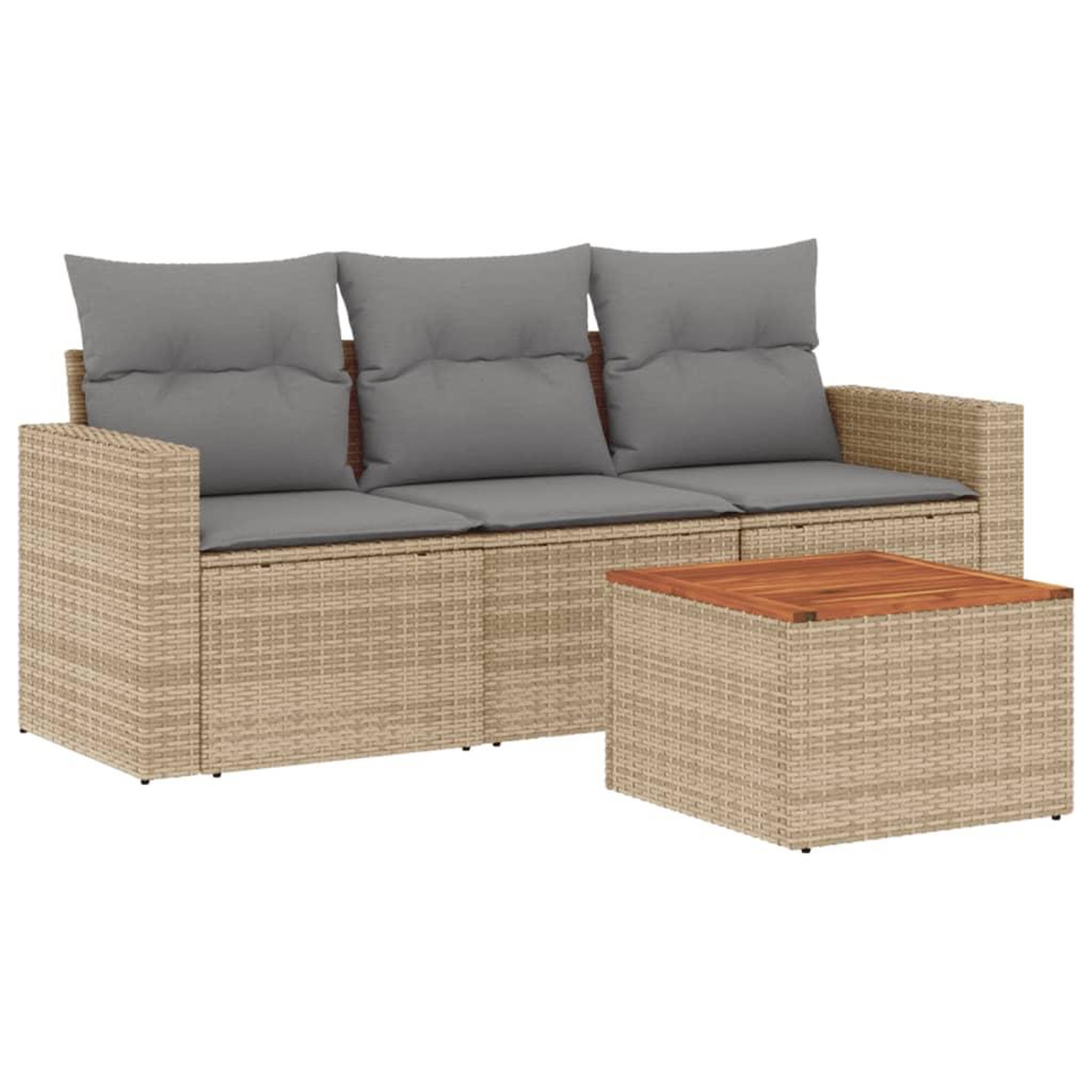 Voir la diapositive 2 : VIDAXL Salon de jardin avec coussins 4pcs melange beige resine tressee