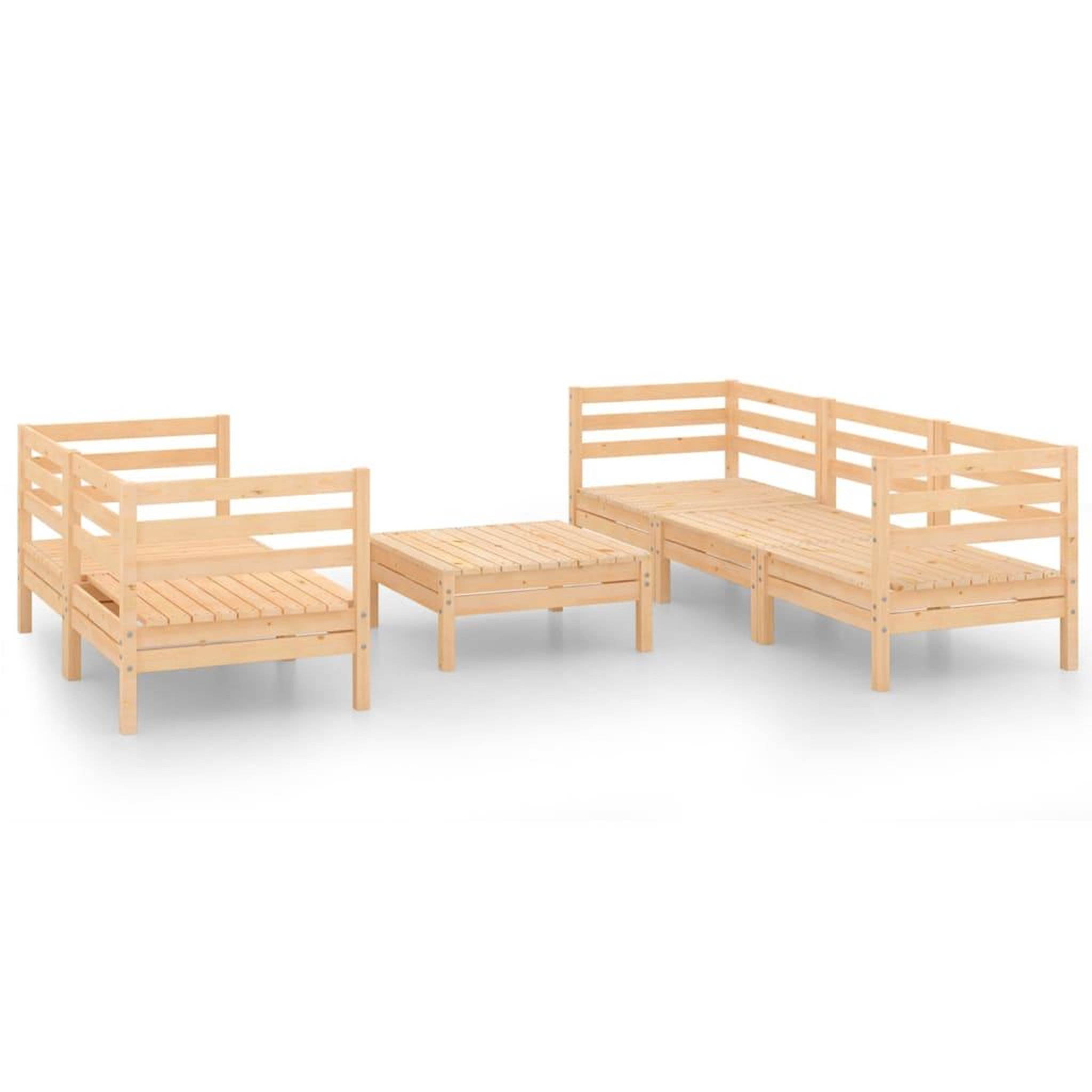 Voir la diapositive 2 : VIDAXL Salon de jardin 6 pcs Bois de pin massif