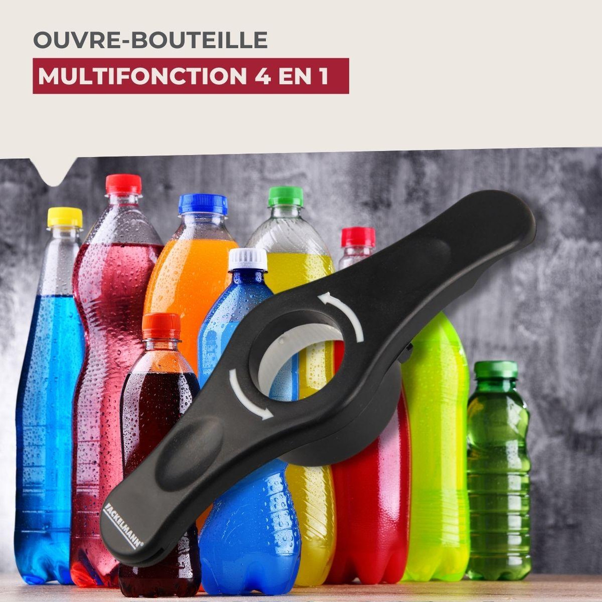 Voir la diapositive 2 : Fackelmann Ouvre bouteille 4 en 1 Fackelmann