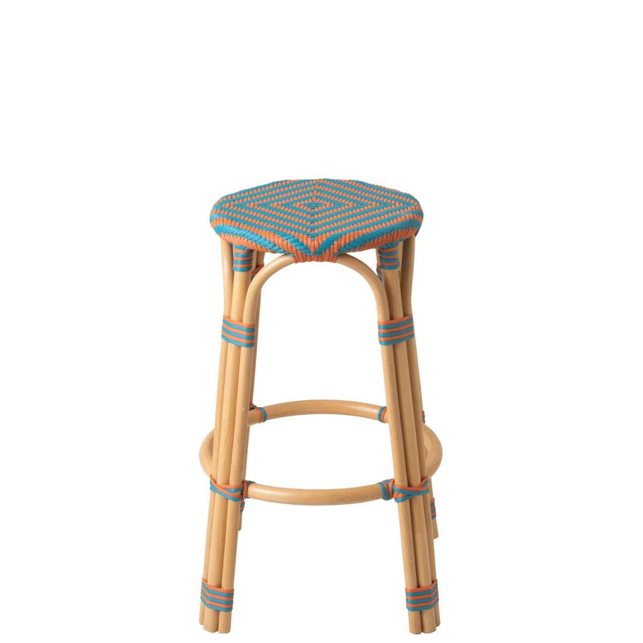 Voir la diapositive 2 : J-LINE Tabouret de Bar en Rotin  Geo  66cm Orange & Turquoise