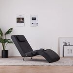 VIDAXL Chaise longue de massage avec oreiller Noir Similicuir