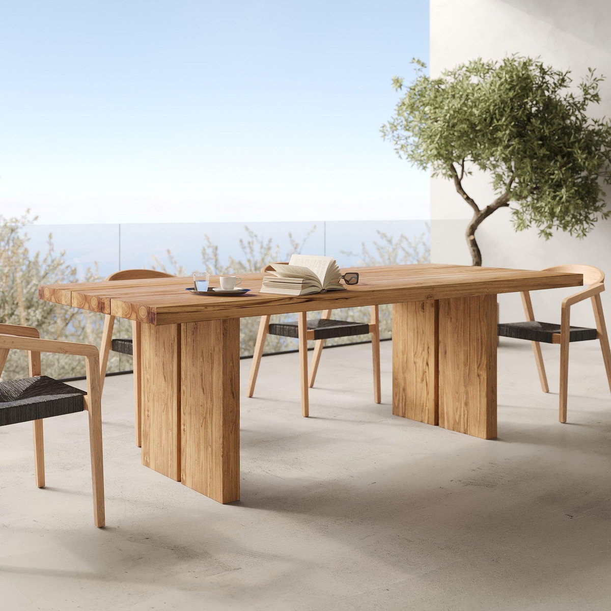 Rendez vous déco Table de jardin rectangulaire en bois de teck recyclé 10 personnes-Siam