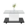 Voir la diapositive 1 : MERAX Table Basse Brillante Avec LED, Plateau En Verre Et Roues Pivotantes Amovibles