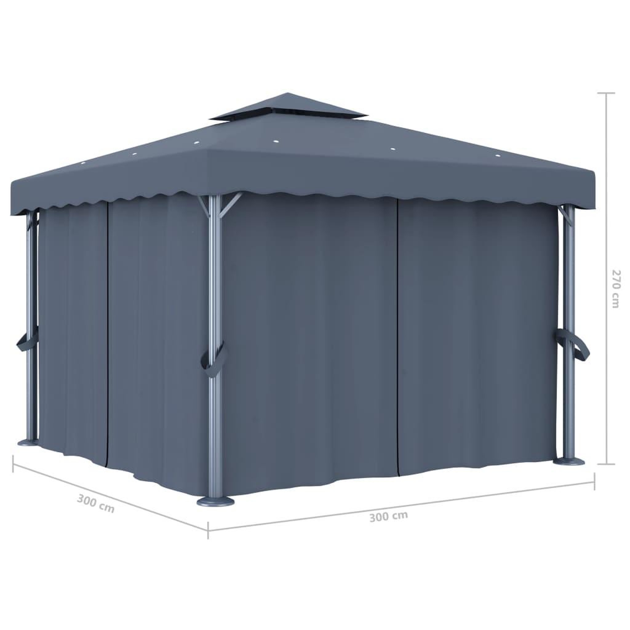Voir la diapositive 6 : VIDAXL Tonnelle avec rideau et guirlande lumineuse LED 3x3m Anthracite