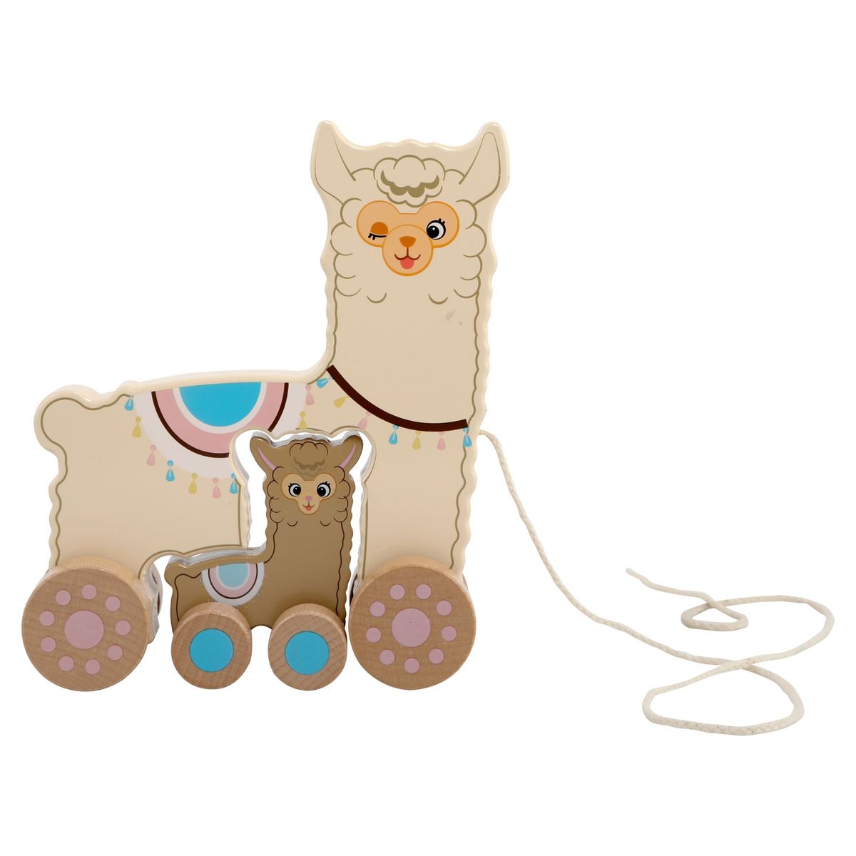 One Two Fun Mon animal et son petit à tirer en bois