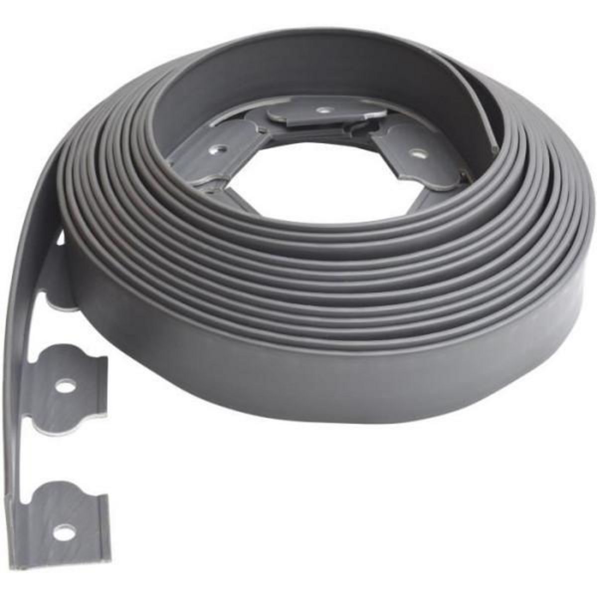 NATURE Bordure a gazon - NATURE - Gris - Rouleau - PE épaisseur 4 mm - H5 cm x 10 m - 10 clous torsadés noir - H20cm x 8 mm