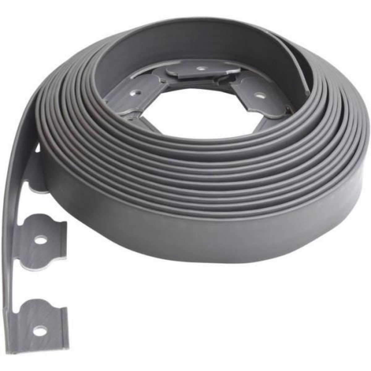 NATURE Bordure a gazon - NATURE - Gris - Rouleau - PE épaisseur 4 mm - H5 cm x 10 m - 10 clous torsadés noir - H20cm x 8 mm