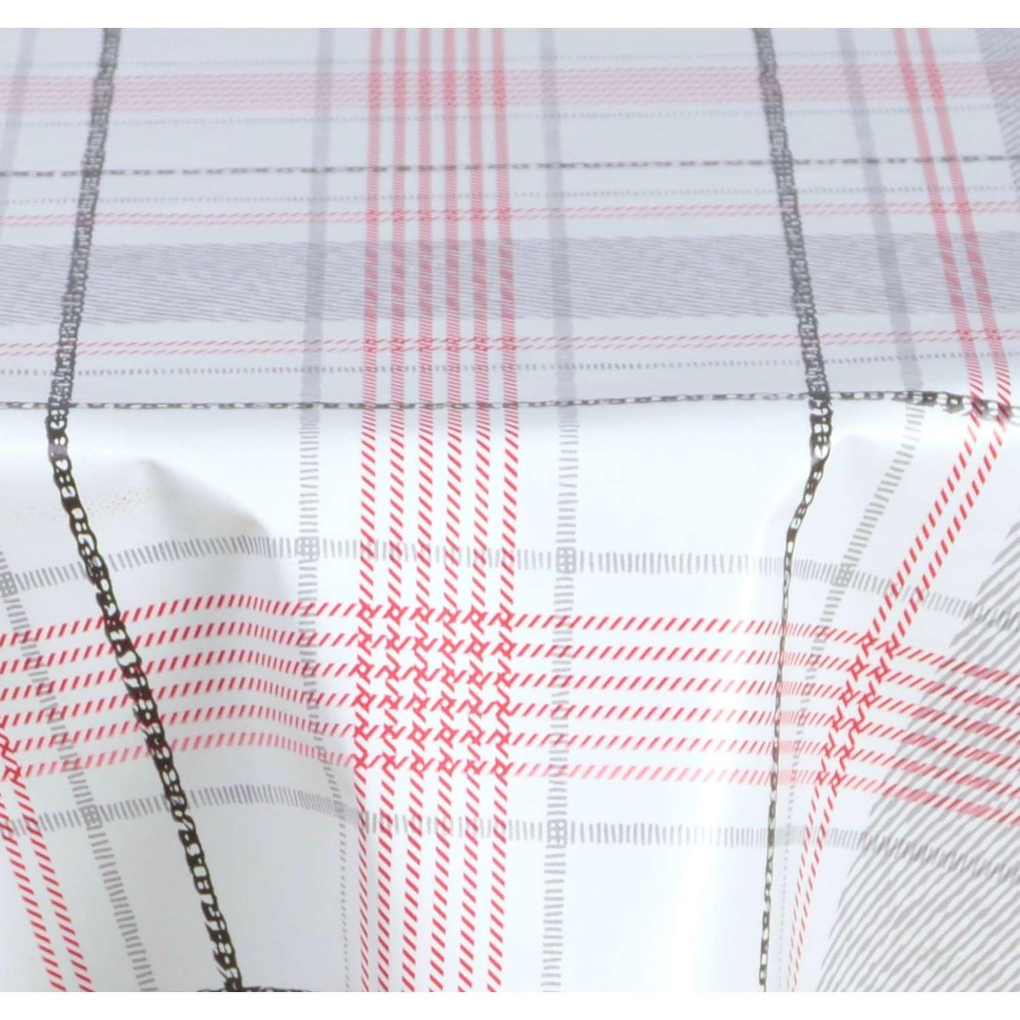 Voir la diapositive 3 : HABITABLE Nappe en toile cirée ronde Carreau - Diam. 150 cm - Rouge