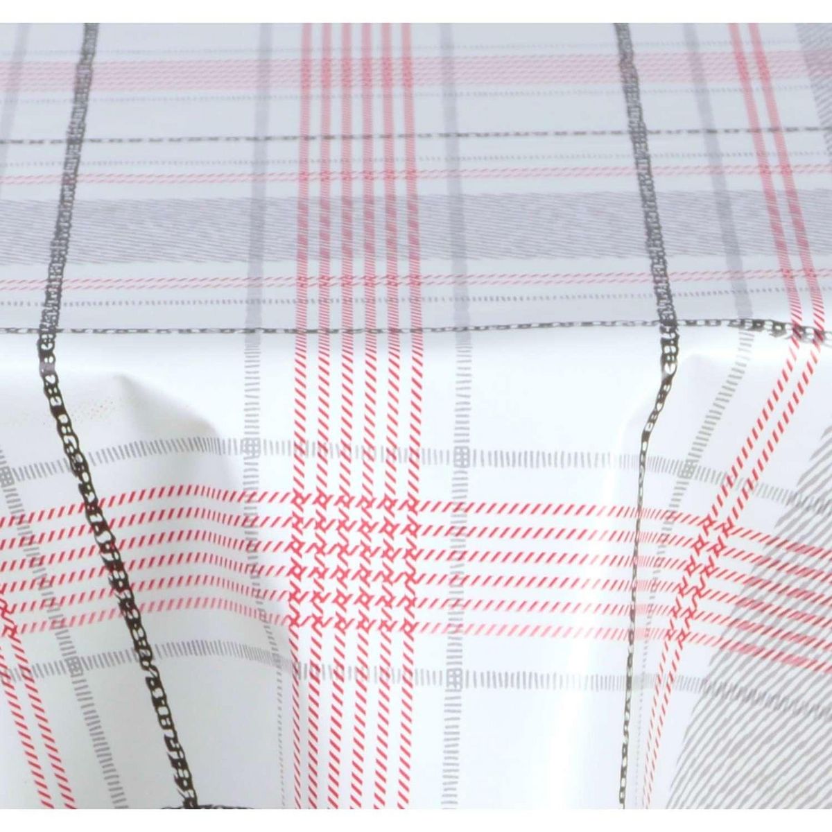 HABITABLE Nappe en toile cirée ronde Carreau - Diam. 150 cm - Rouge