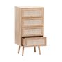 Voir la diapositive 6 : SWEEEK Commode chiffonnier 4 tiroirs décor bois et cannage