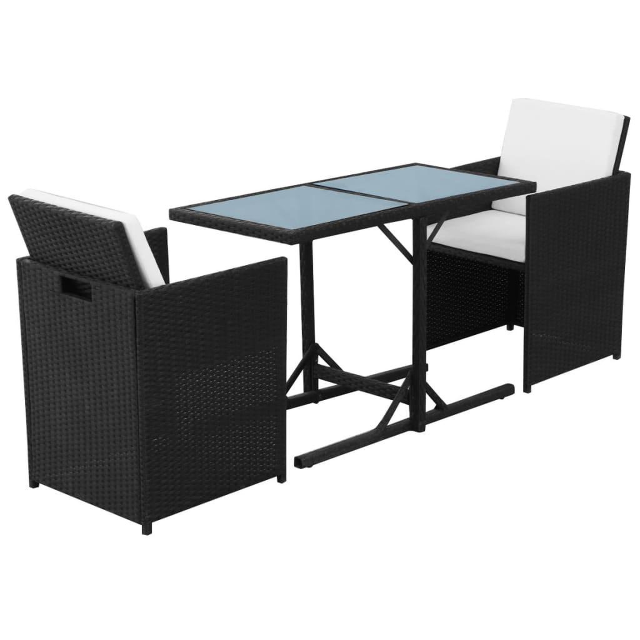 Voir la diapositive 3 : VIDAXL Ensemble de bistro 3 pcs avec coussins resine tressee noir