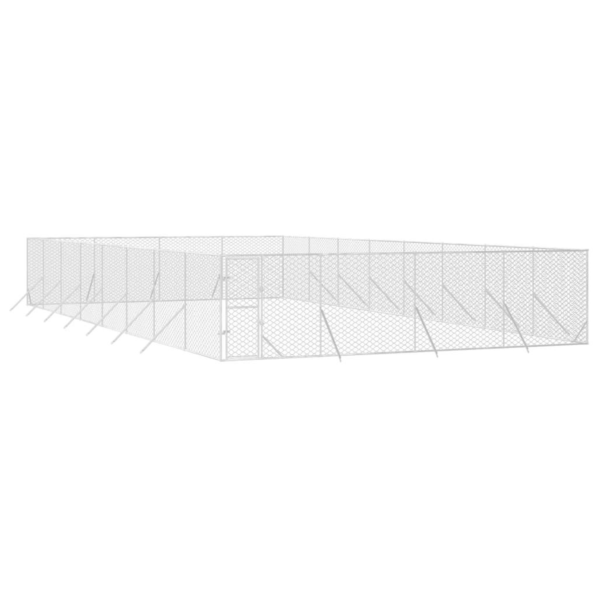 Voir la diapositive 3 : VIDAXL Chenil d'exterieur pour chiens argente 8x16x2 m acier galvanise