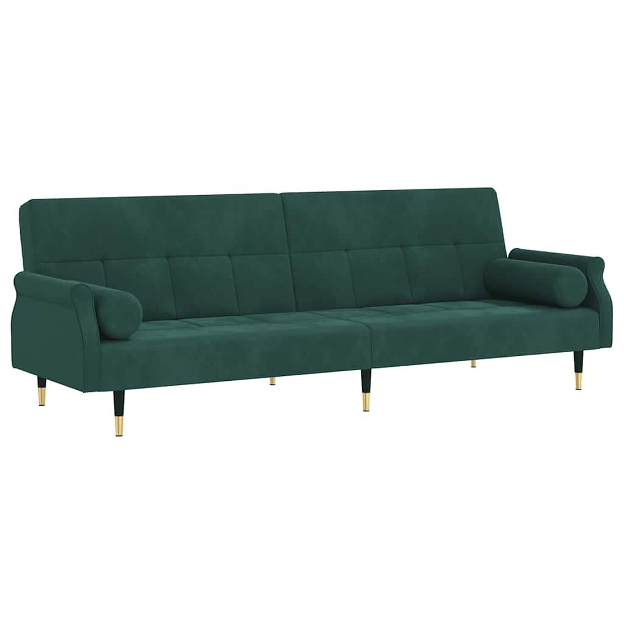 Voir la diapositive 2 : VIDAXL Canape-lit avec coussins vert fonce velours