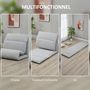 Voir la diapositive 6 : HOMCOM Fauteuil convertible fauteuil paresseux grand confort inclinaison dossier multipositions 90°-180° acier tissu gris clair