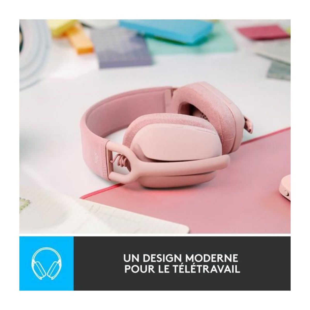 Logitech Logitech - Casque d'écoute léger sans fil avec Micro anti-bruit de fond - Zone Vibe 100 - Rose