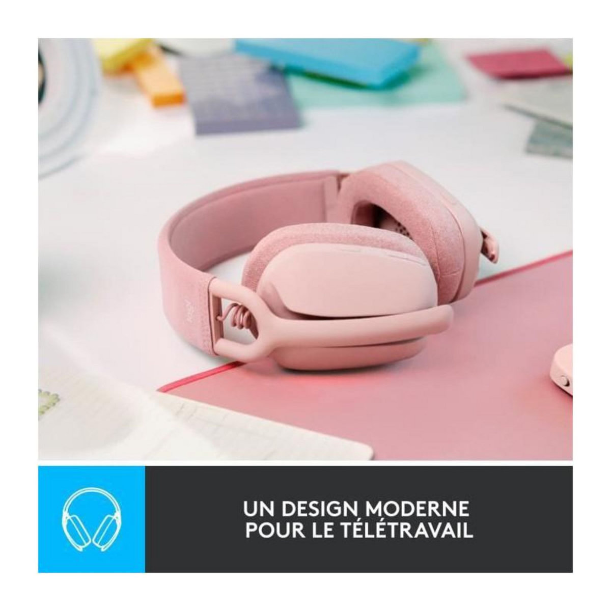 Logitech Logitech - Casque d'écoute léger sans fil avec Micro anti-bruit de fond - Zone Vibe 100 - Rose