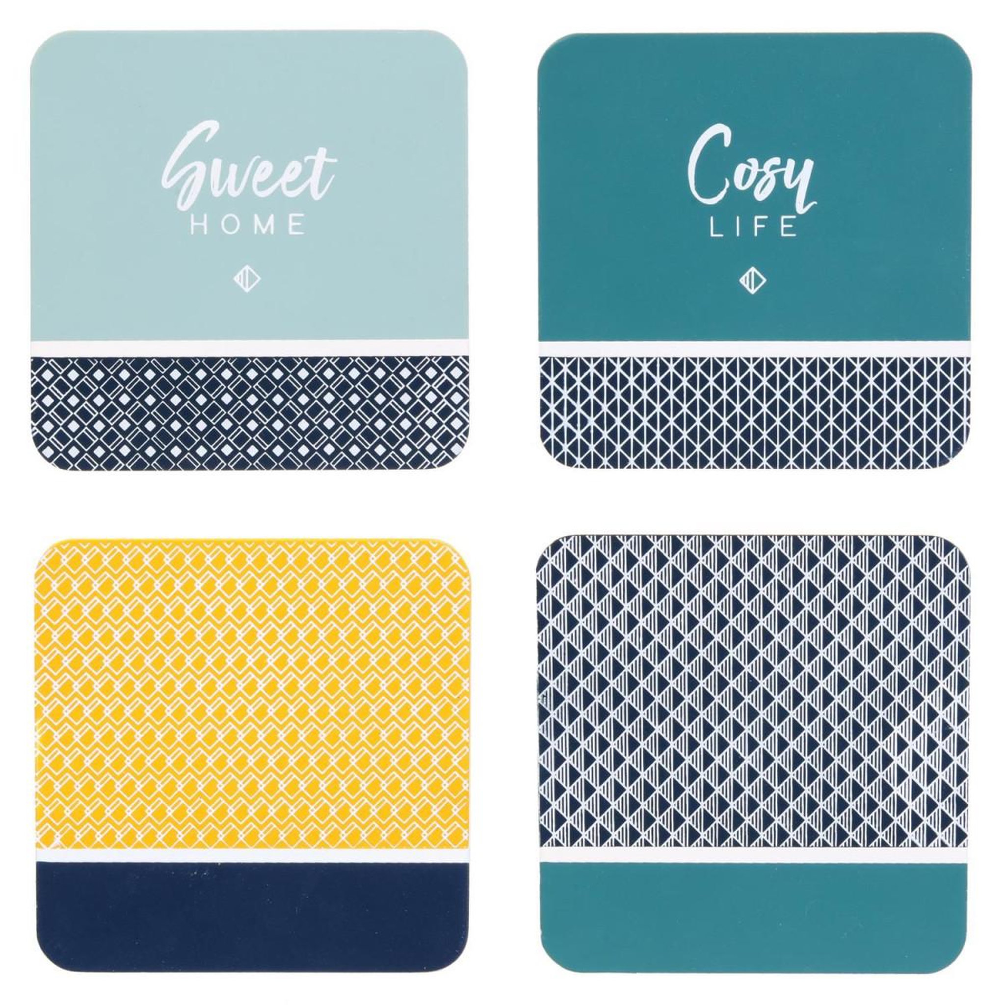 The Home Deco Factory Lot de 4 dessous de verre  cosy life  10cm multicolore