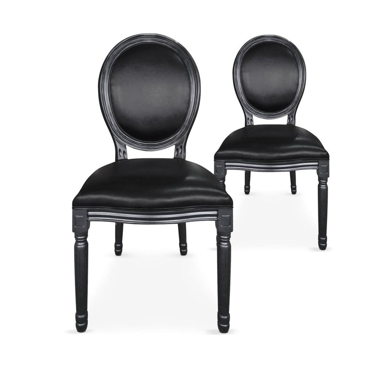 Paris Prix Lot de 2 Chaises Médaillon  Versailles  96cm Noir