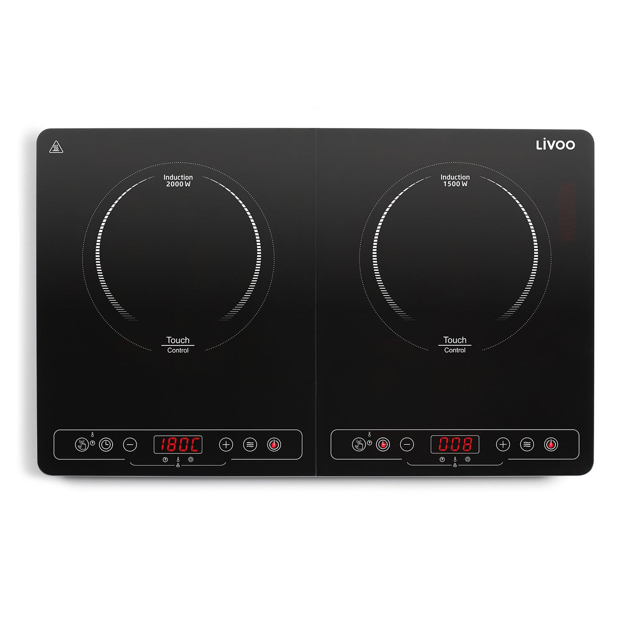 Voir la diapositive 2 : LIVOO Table à induction posable 2 feux 3500w noir - DOC236