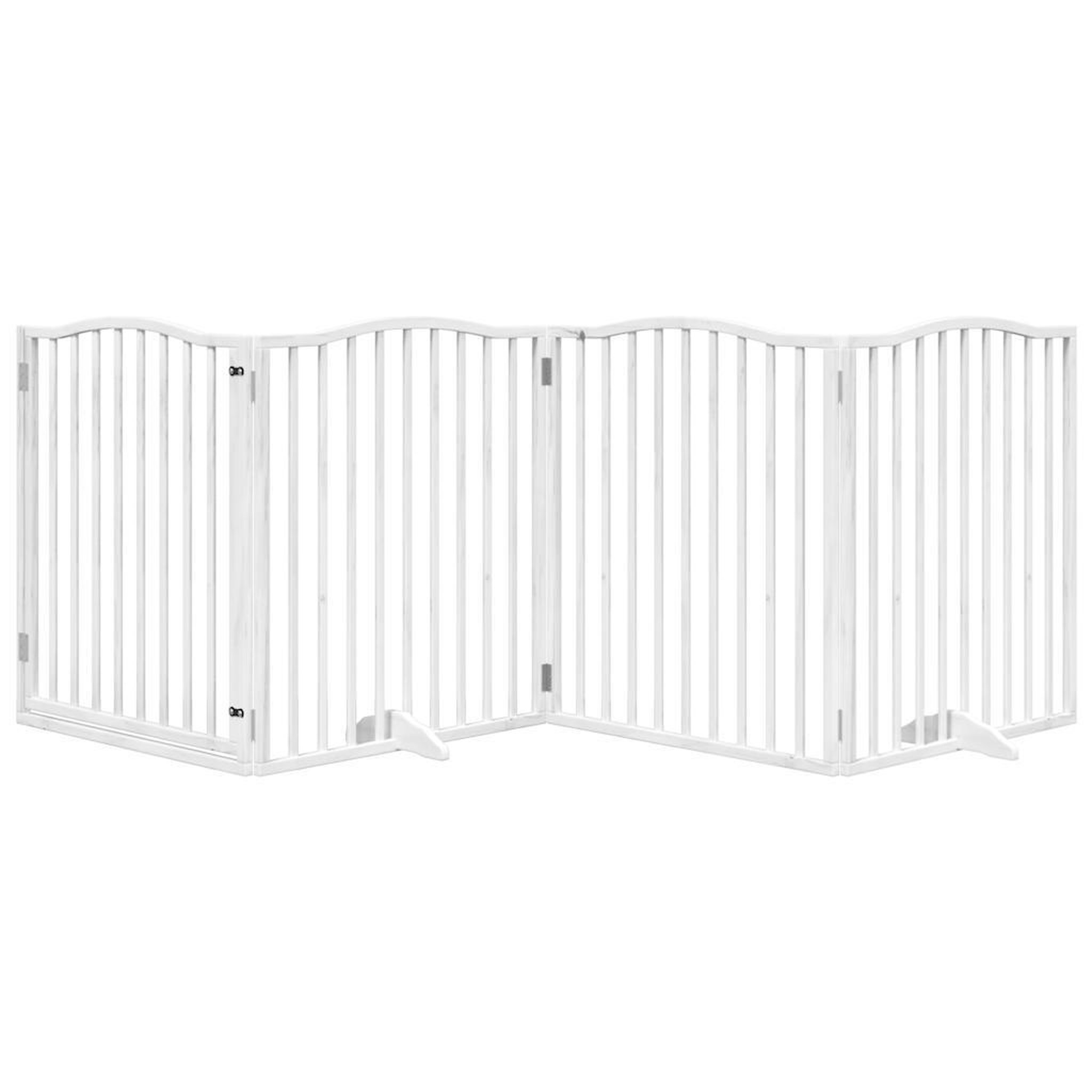 Voir la diapositive 3 : VIDAXL Barriere pour chiens et porte 4 panneaux blanc bois de peuplier