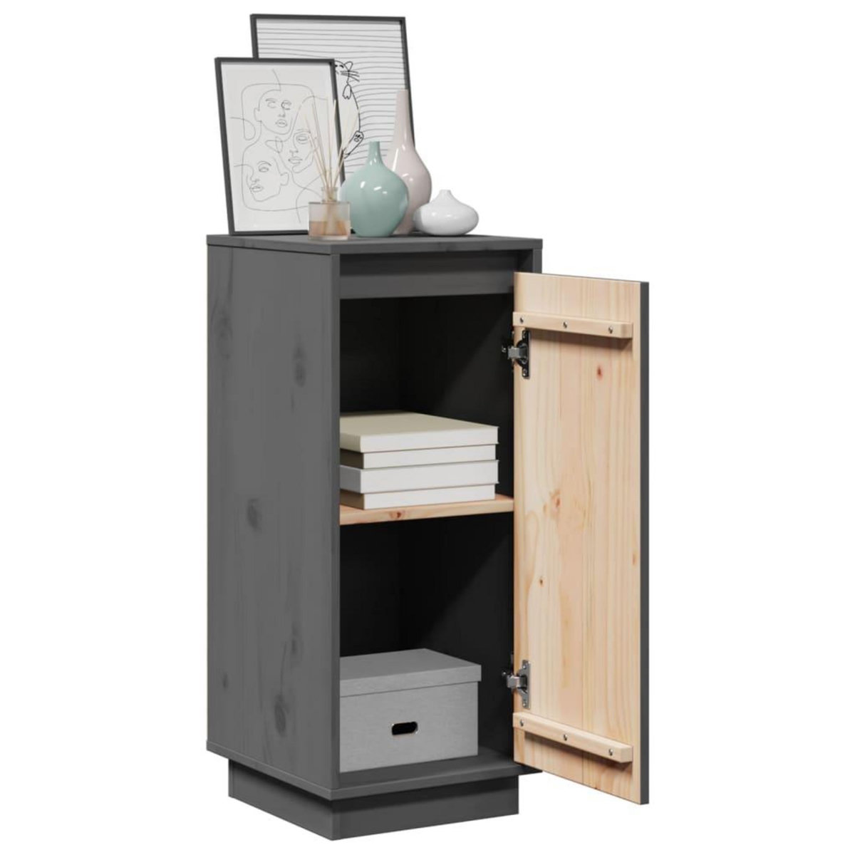 VIDAXL Buffets 2 pcs Gris 31,5x34x75 cm Bois massif de pin