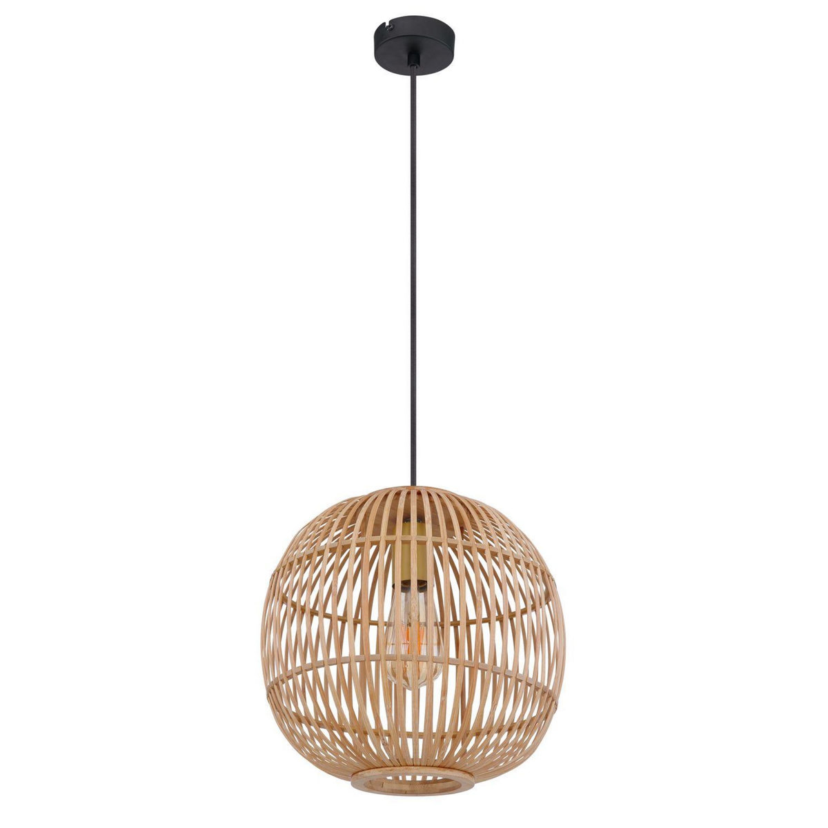 GLOBO Suspension design bambou Hildegard - Diam. 30 x H. 150 cm - Beige naturel