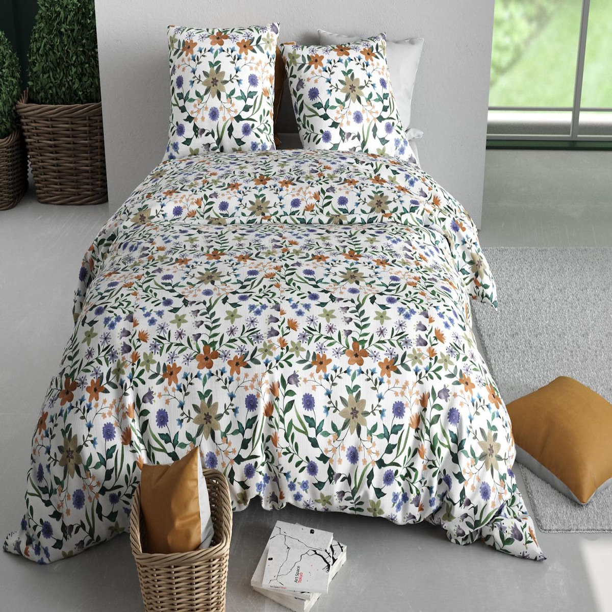 ATELIER DU COTON Parure housse de couette imprimée 100% coton 57fils VEITCHS