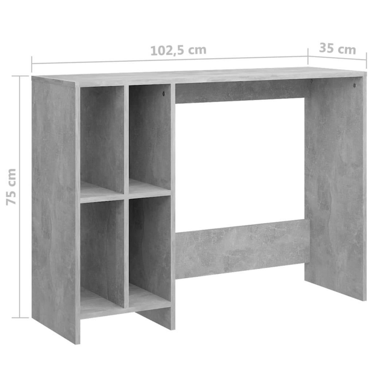VIDAXL Bureau d'ordinateur portable gris beton bois d'ingenierie