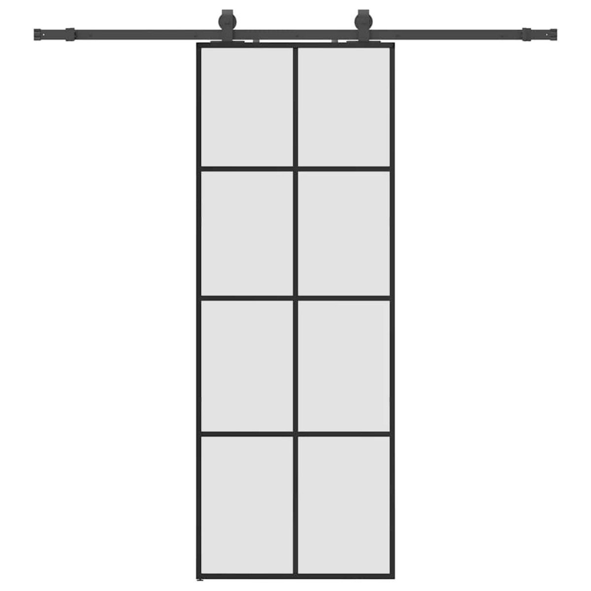 VIDAXL Porte coulissante kit de quincaillerie noir 76x205 cm verre ESG