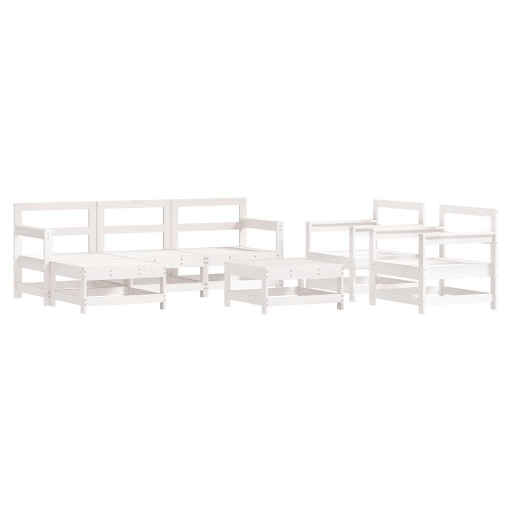 Voir la diapositive 2 : VIDAXL Salon de jardin 7 pcs Blanc Bois de pin massif