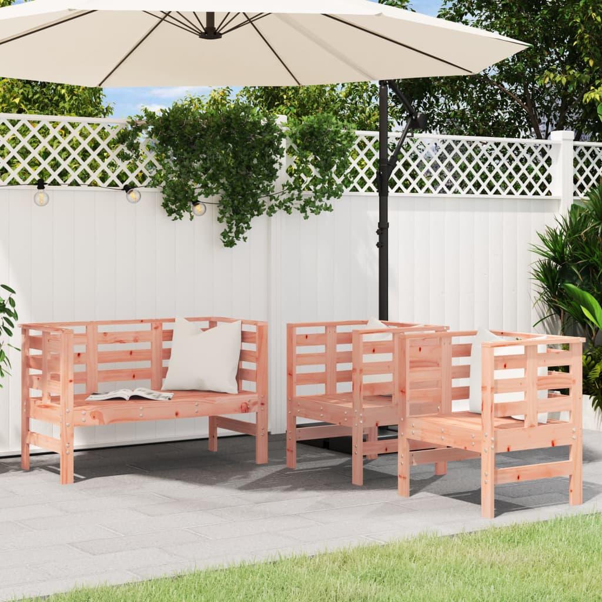 VIDAXL Salon de jardin 3 pcs bois massif douglas
