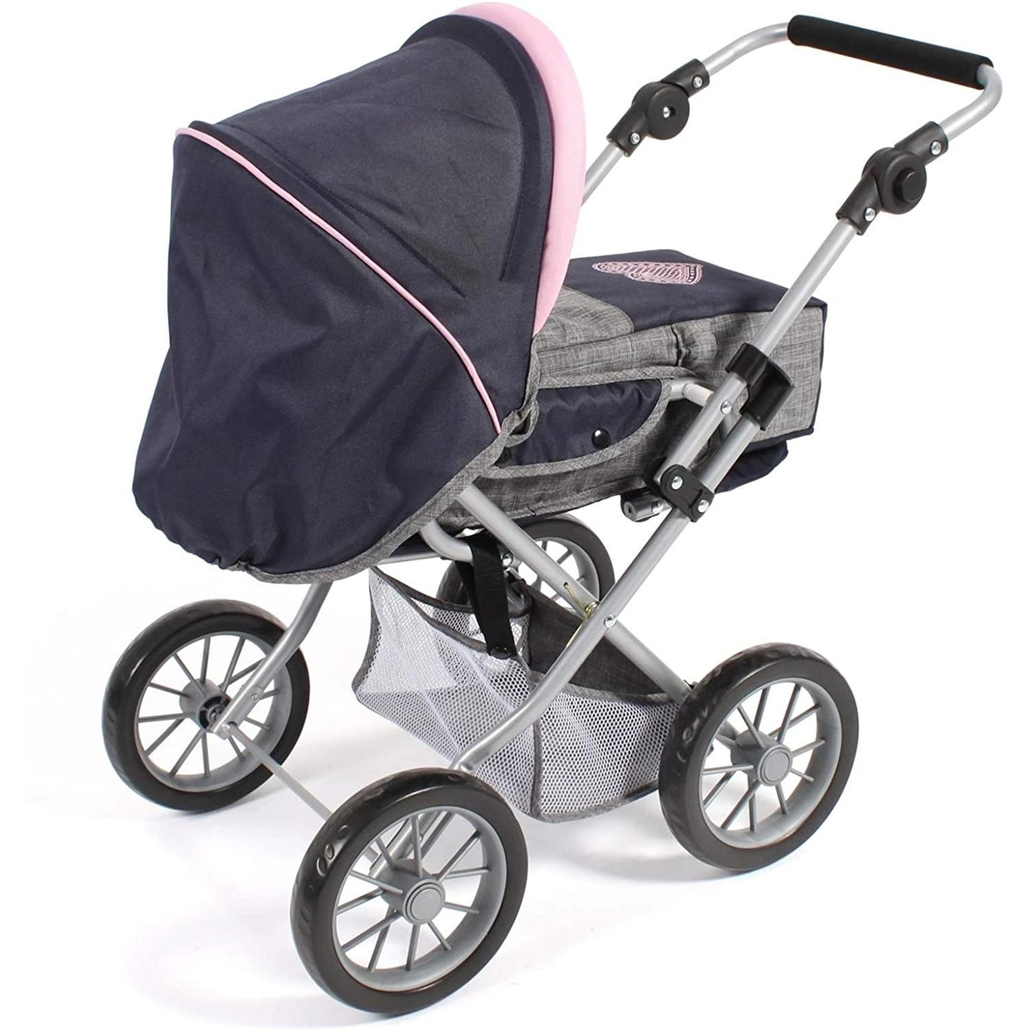Voir la diapositive 3 : BAYER CHIC 2000 Poussette combinée pour poupée LENI, bleu marine - gris