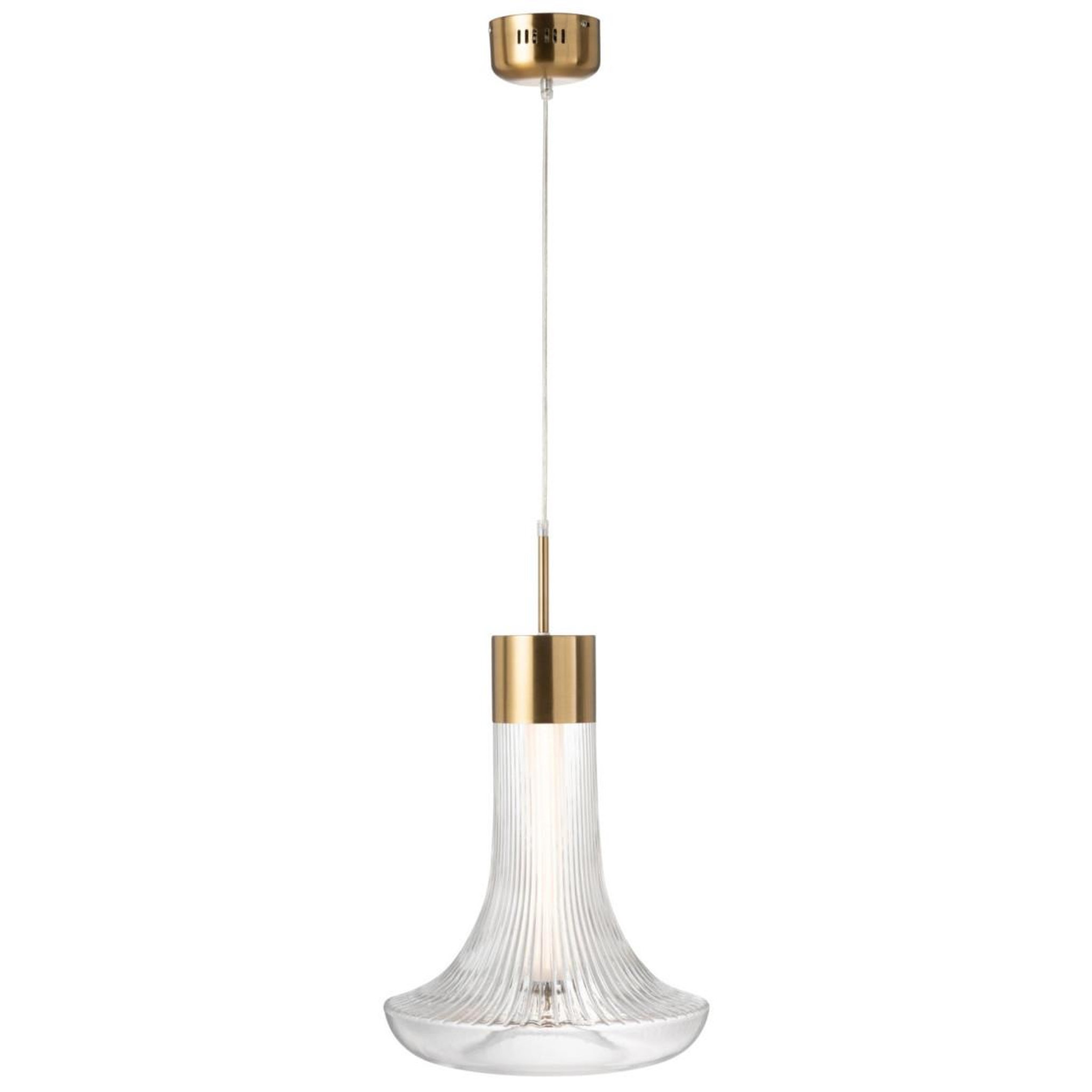 Voir la diapositive 2 : J-LINE Lampe Suspension en Verre  Vito  34cm Transparent & Or