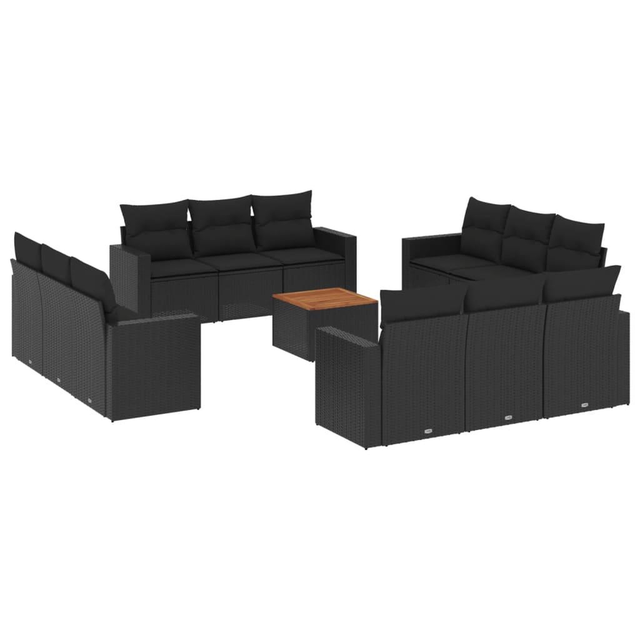 Voir la diapositive 2 : VIDAXL Salon de jardin avec coussins 13 pcs noir resine tressee