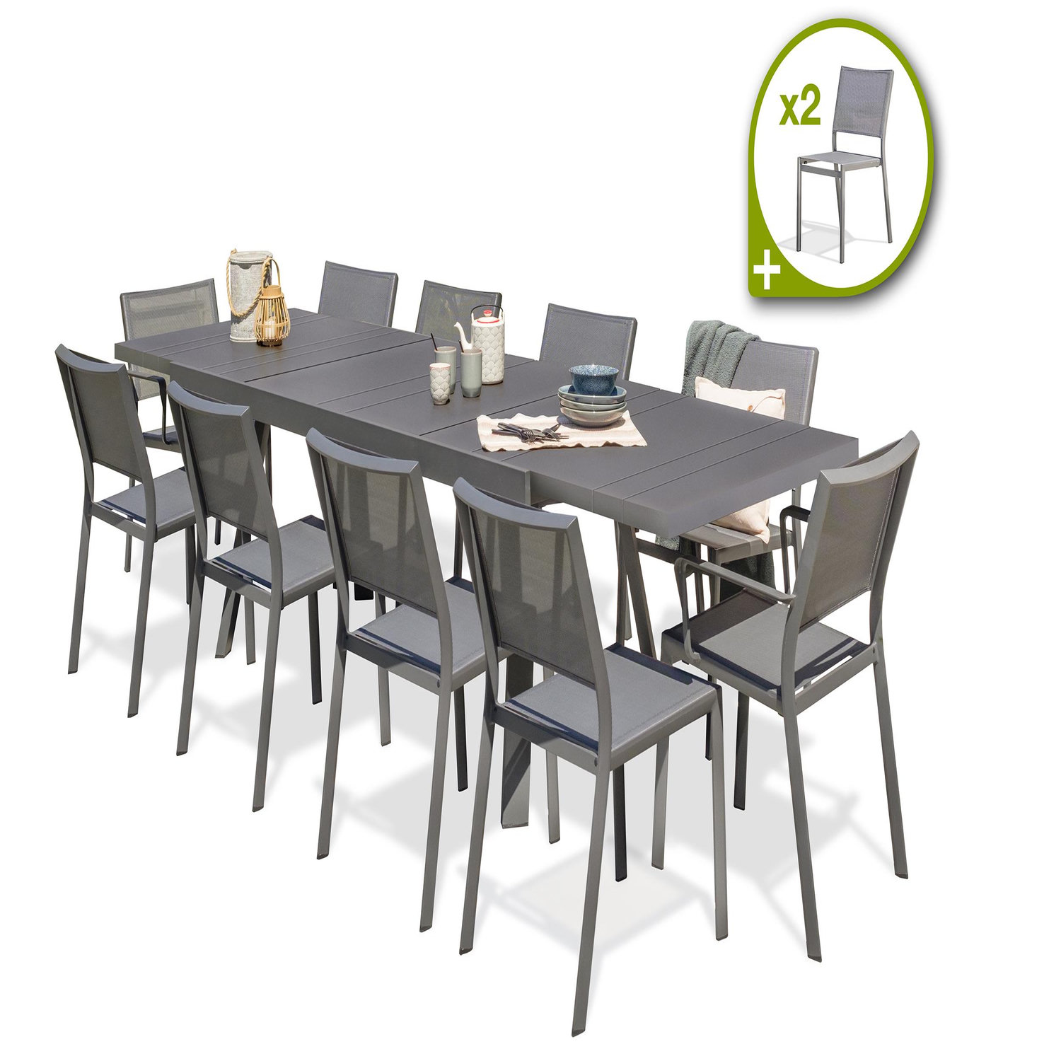 Dcb Garden Ensemble repas de jardin en aluminium (12 places)