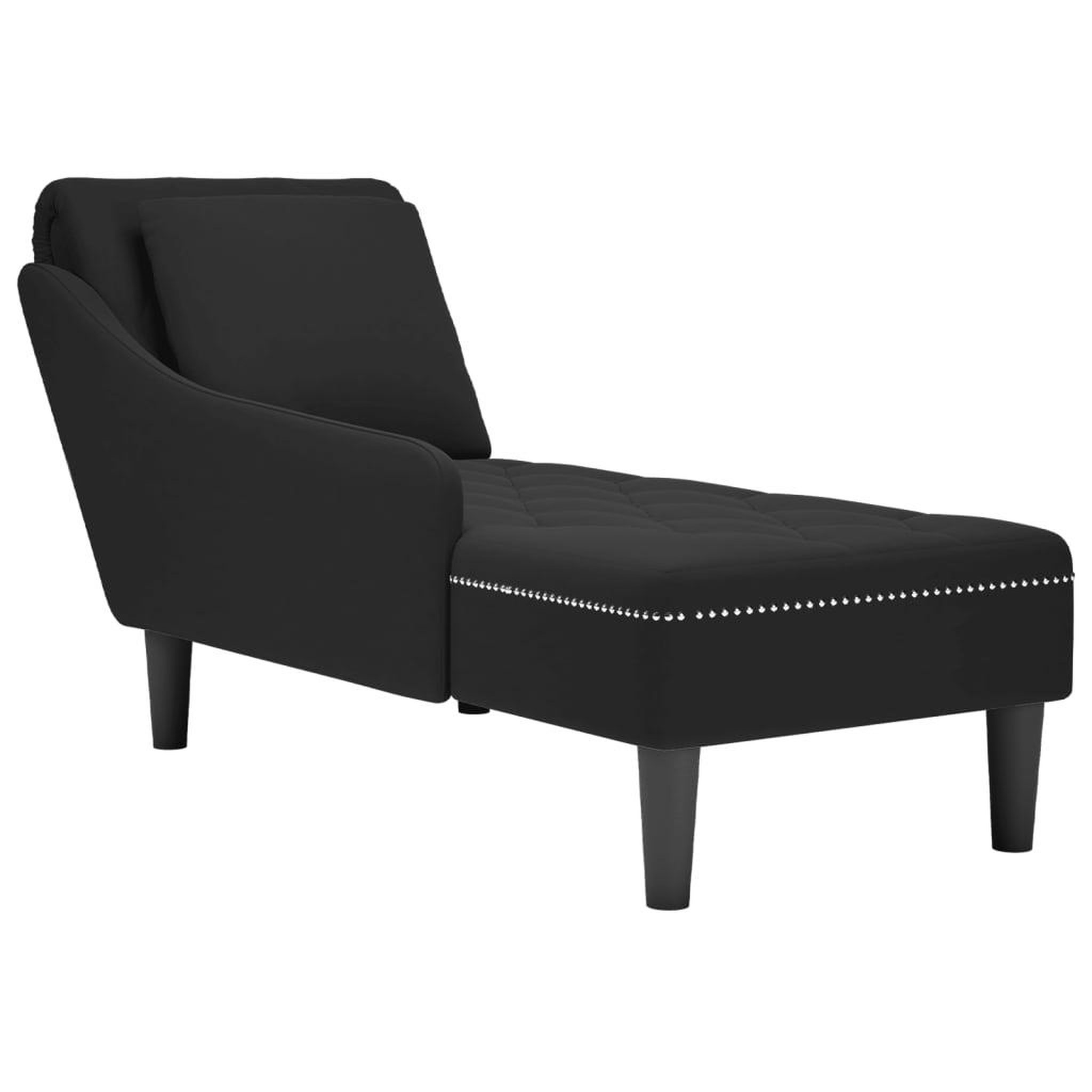 VIDAXL Fauteuil long avec coussin et accoudoir droit noir velours